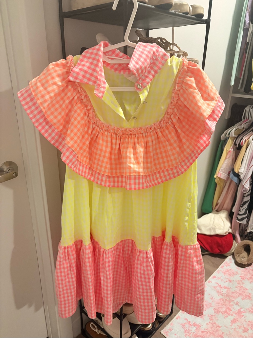 Queen of Sparkles gingham mini dress size Medium